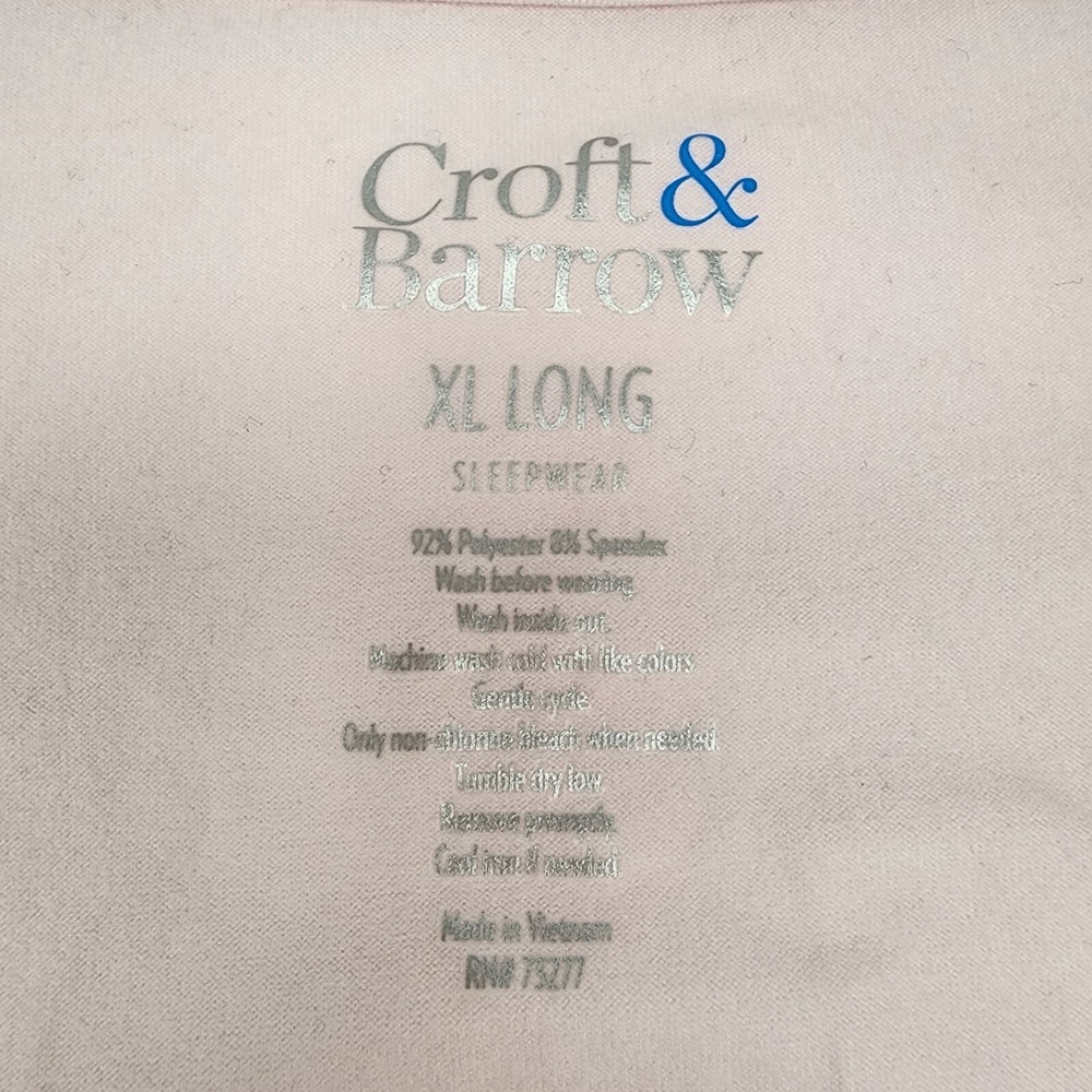 New Croft Barrow Womens Lounge Sleep Shirt Top Long Sleeve Pink Size XL Long - Picture 5 of 7